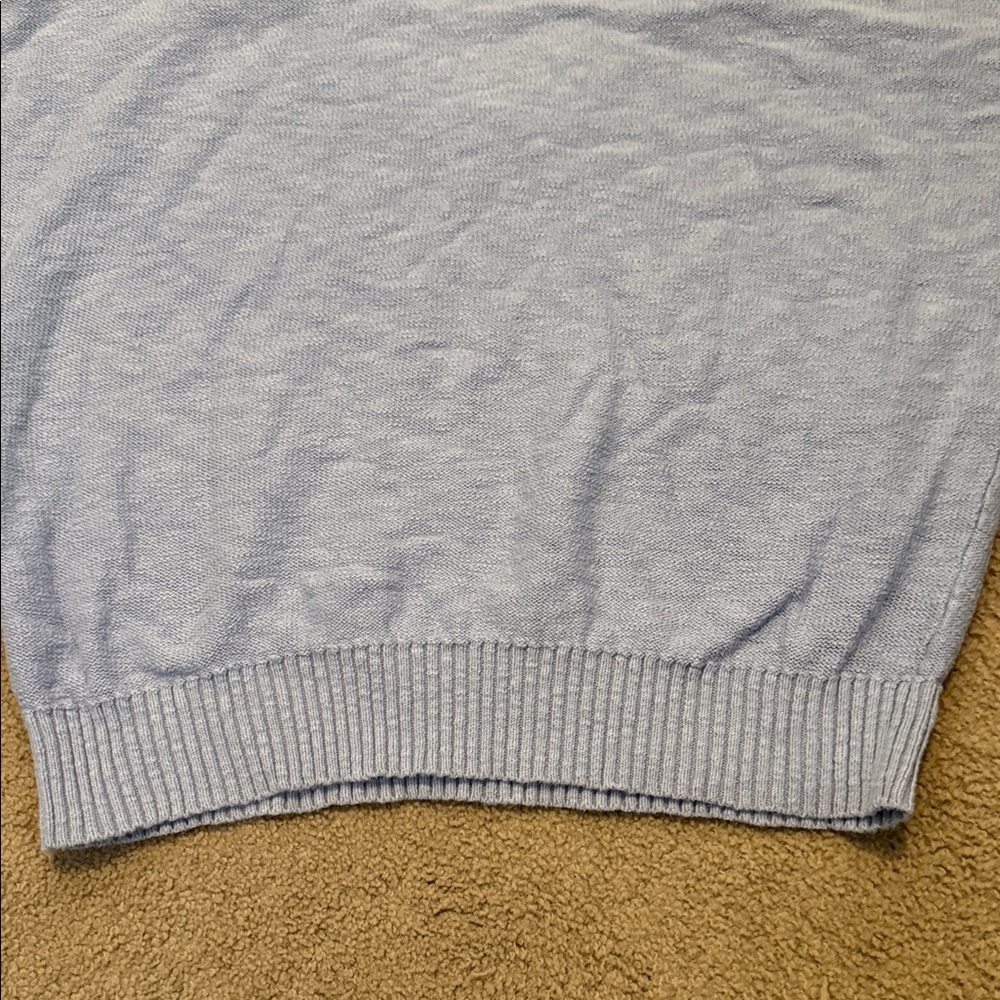 LOFT Light Blue V-Neck Short Sleeve Sweater - Picture 6 of 8